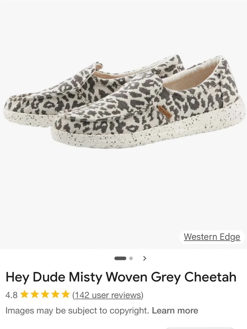 Hey Dude Dark Grey & White Cheetah Print Slip-Ons - Picture 3 of 7